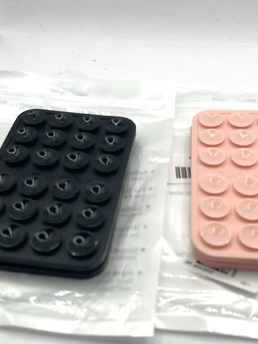 Silicone Phone Sticky Grip, Suction Phone Case Mount - 2 Black & 2 Pink